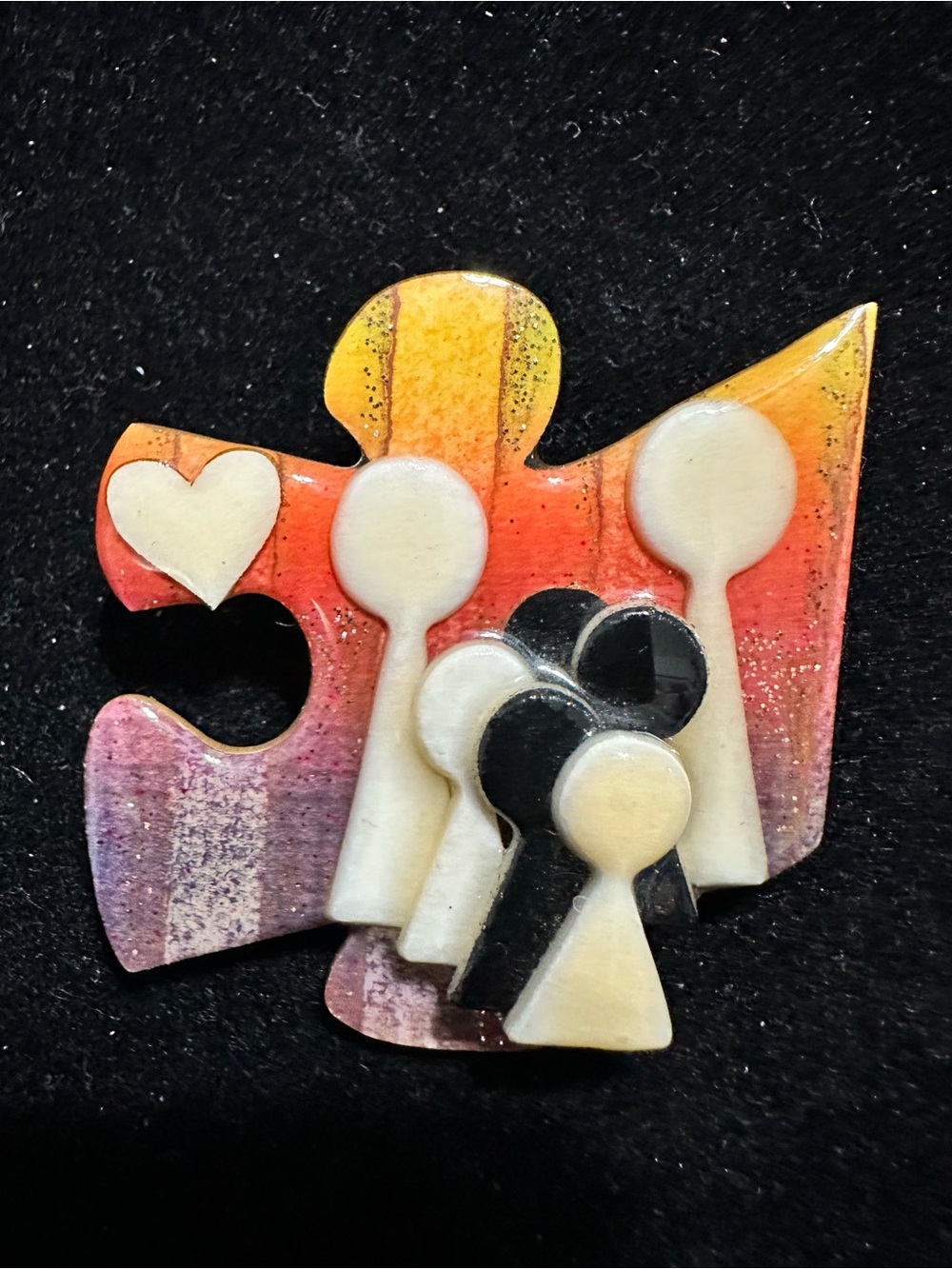 Vintage Lucinda people pin Puzzle Piece Wall Art in Gradient Orange-Pin #7